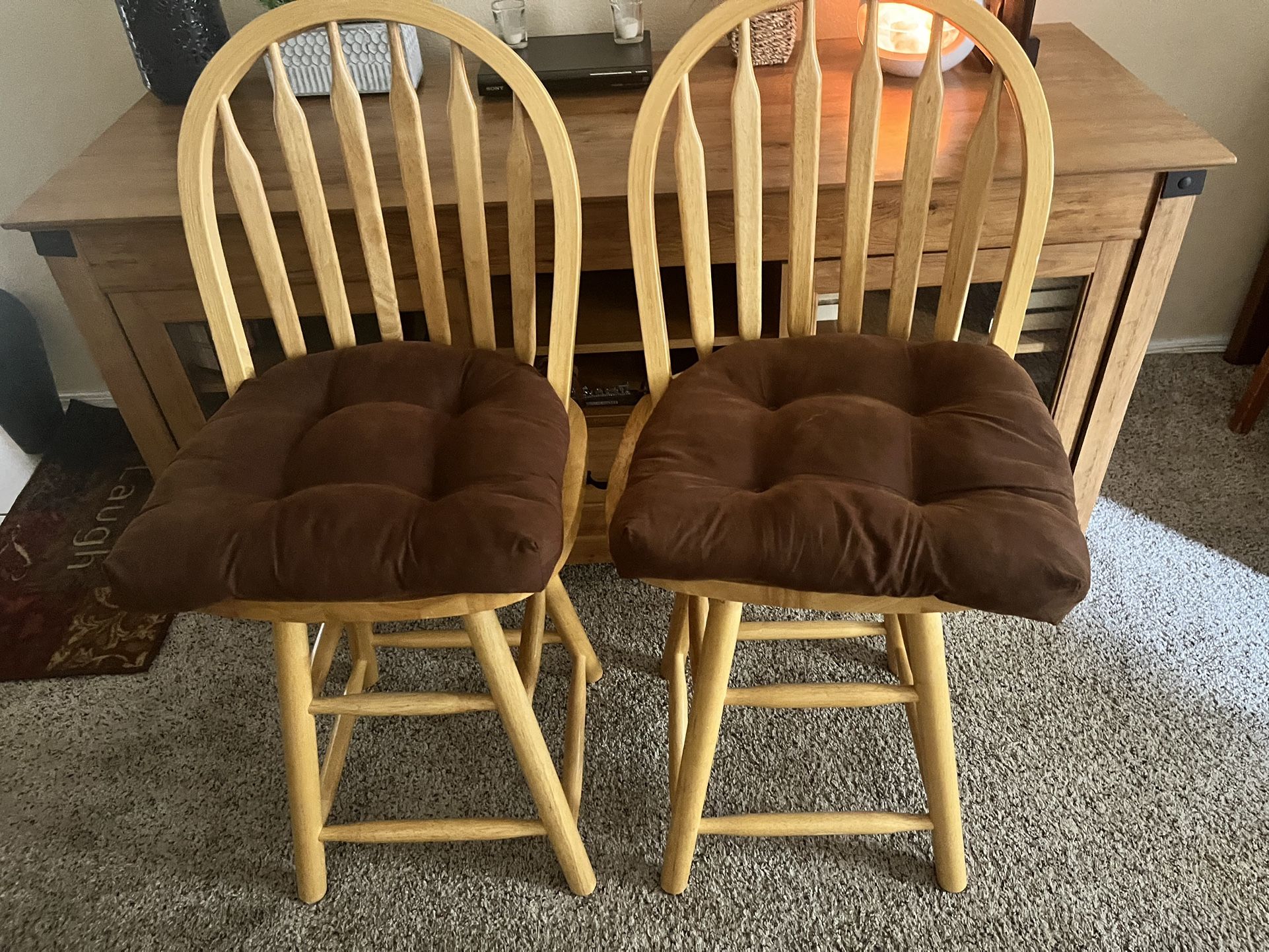 Two Solid Wood Chairs With Cshions $50.00 Takes Both