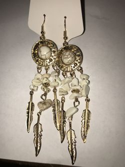 Gold tone and turquoise earrings