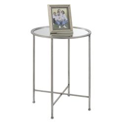 New In Box Silver Mirrored Top End Table