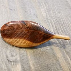 Vintage Wood Feathers Brooch