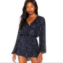 Free People Christa Sequin Romper Womens Large
