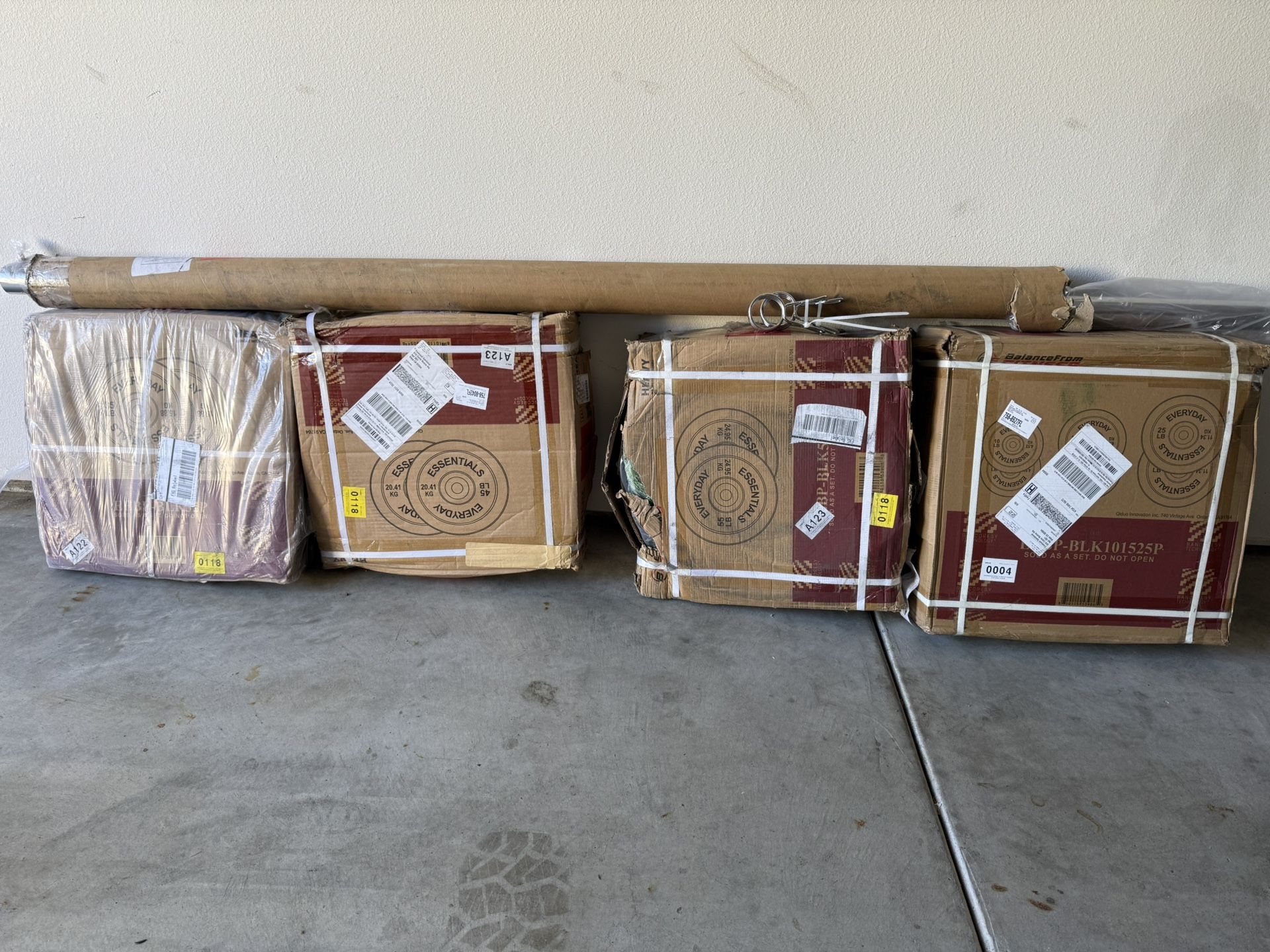 Olympic Bumper Plate Weights + Barbell 