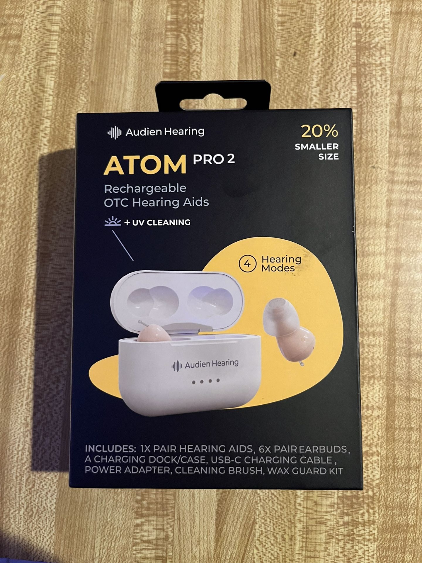 Audien ATOM PRO 2 Wireless Rechargeable OTC Hearing Aid - BRAND NEW