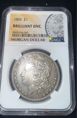 1884 Morgan Dollar graded Brilliant Uncirculated by NGC