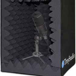 TroyStudio Portable Vocal Booth, Large Foldable Microphone Isolation Shield, Music Recording Studio Sound Echo Absorbing Box, Desk & Stand Use Reflect