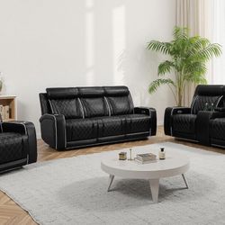 New Power Reclining Couch 3-Pc Set — Sofa • Loveseat • Chair  