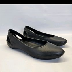 Crocs Iconic Laura Cutout Slip On Ballet Flats Womens Size 10 Black Comfort 