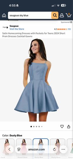 Satin homecoming dress with pockets size 4