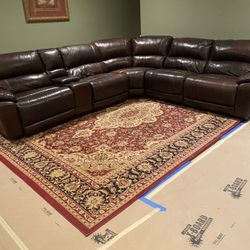 Brown Faux Leather Sectional W/Free Chair