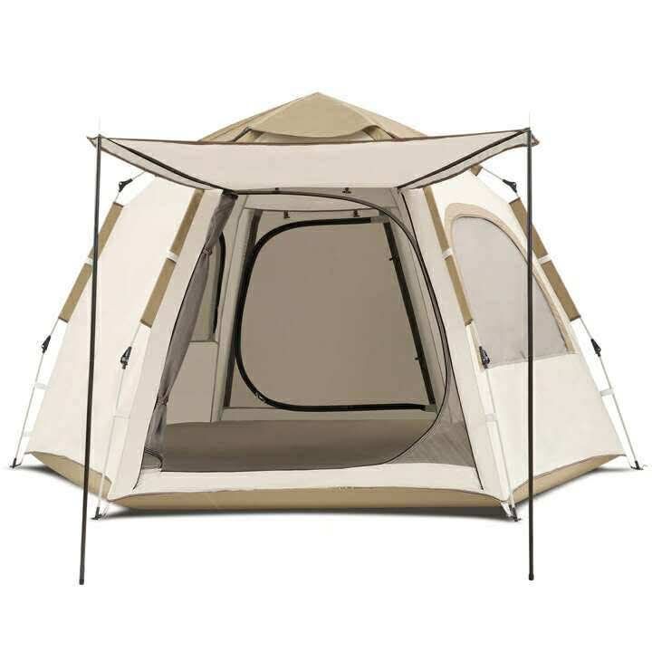 5-8Person Tent Beach Tent Backpacking Tent Camping Tent W ith Handbag 2 Extendable Canopies Mesh Doors And Mesh Windows Ventilated Sun Shelter For Out