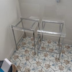 2 Cb2 Acrylic Ghost Clear Tall Stools 