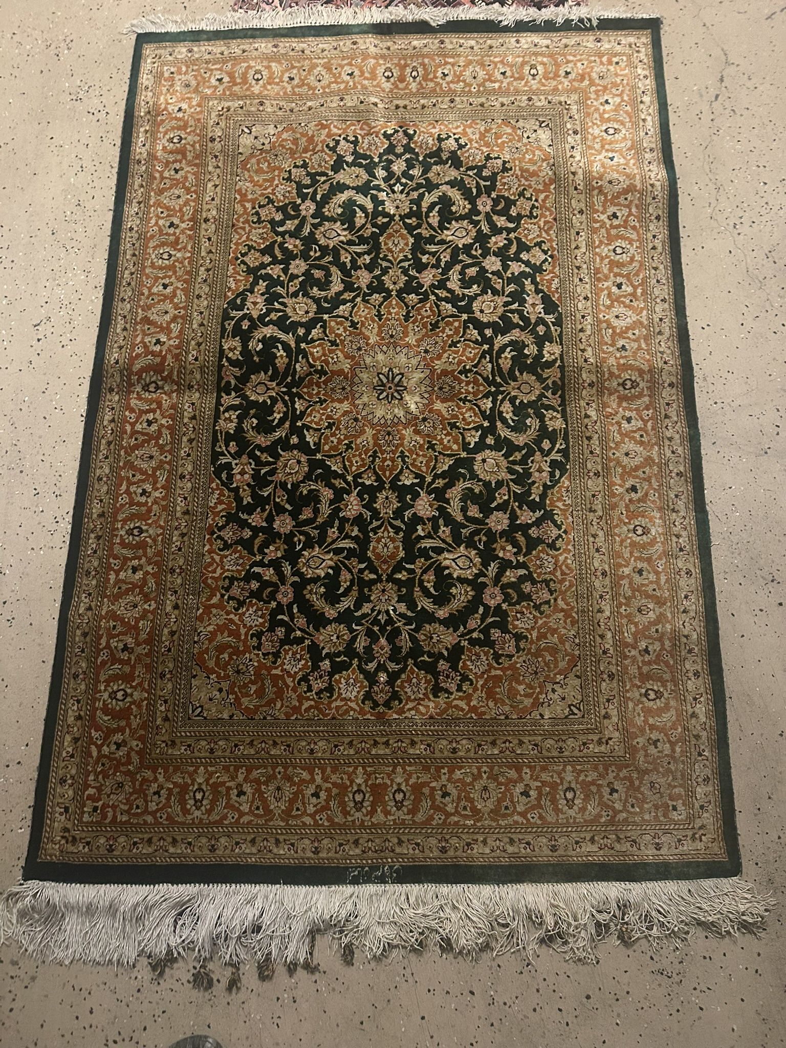 Silk Persian Rug Hand Made In Ghom Iran With Signature