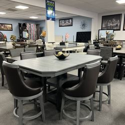 7PC Gray Dining Table Set