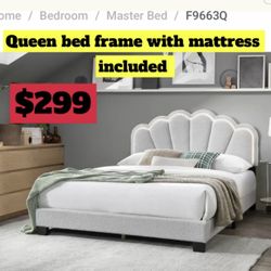 Queen Size Bed Frame With Pillow Top Mattress Included