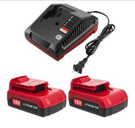 2 Packs 18V Lithium PC18BLX Battery and PCXMVC Charger Compatible with Porter Cable 18V Battery PC18B PC18B-2 PC18BL PC18BLX PC18BLEX