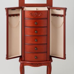  Standing Cherry Wood Mirrored Jewelry  -$65 or best offer