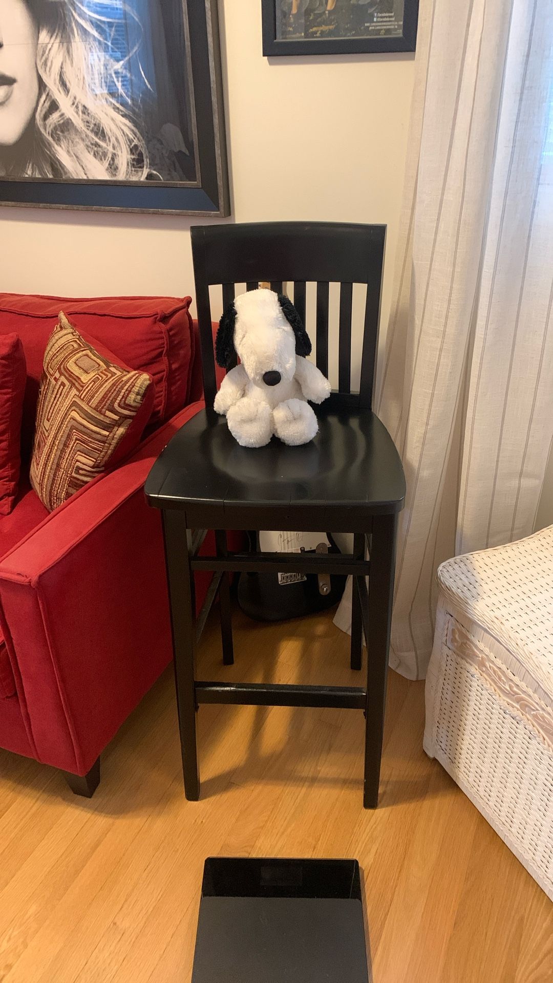 Black wooden high top pub chair