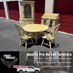 Vintage 7-Piece Country Dining and Hutch Furniture Set