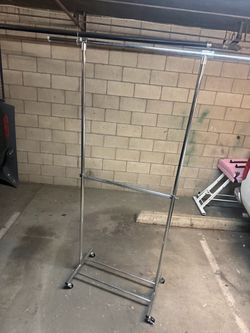 Chrome Rolling Clothes Rack 8ft tall