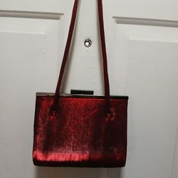 Deep Red Divelour Canvas Shoulder Bag 