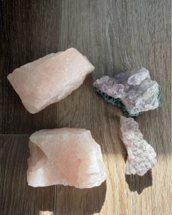 Raw Rose Quartz and Amethyst Crystal