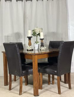 Ashley Furniture Faux-Marble Dining Table & 4 Chairs