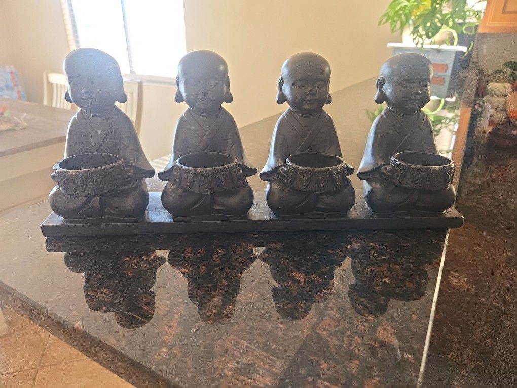 Zen Monk Tealight Candle Holder β Meditation & Spa Decor