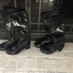 Youth Girls Black Patent Go-Go Boots Size 1