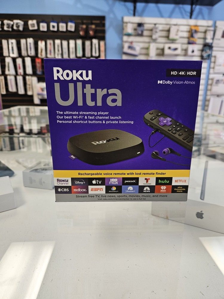 Roku Ultra 4K UHD Streaming Media Player with Voice Remote Pro