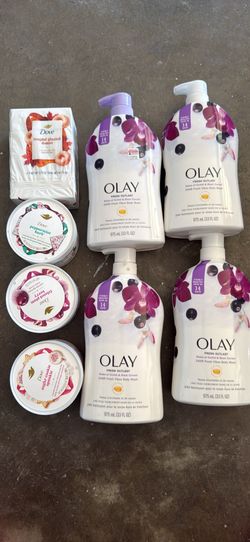Dove and Olay Body Wash, Scrub, and Bar Soap Bundle