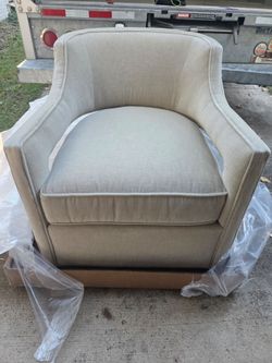 Beige Upholstered Accent Armchair