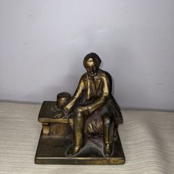 Vintage Cast Bronze Statue President Abraham Lincoln Setting on Bench
