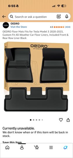 Black All Weather Floor Mats for Tesla Model 3 2020-2023