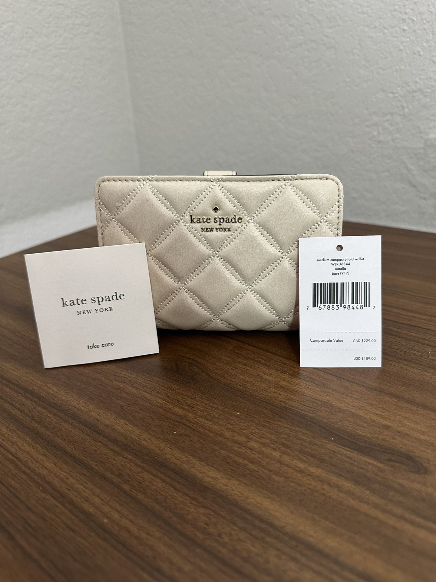 Kate Spade New York Natalia Quilted Leather Medium Compact Bifold Wallet Bare