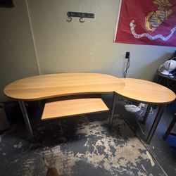 Wooden desk with steel legs