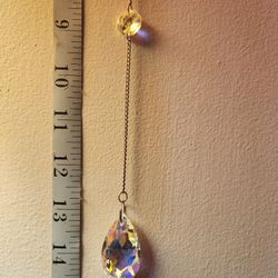 Celestial Moon Ring Crystal Suncatcher – Rainbow Prism Teardrop Window Charm #1150