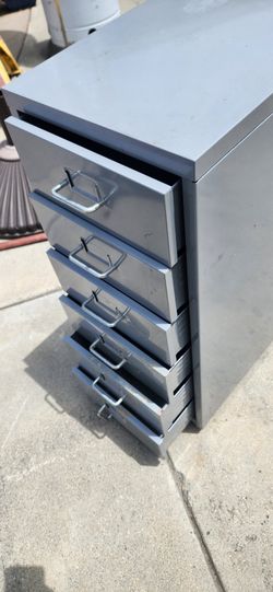 Grey Steel Vertical 6 Drawer Cabinet