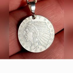 999 Silver Handmade Pendant Native American / Bald Eagle 20mm
