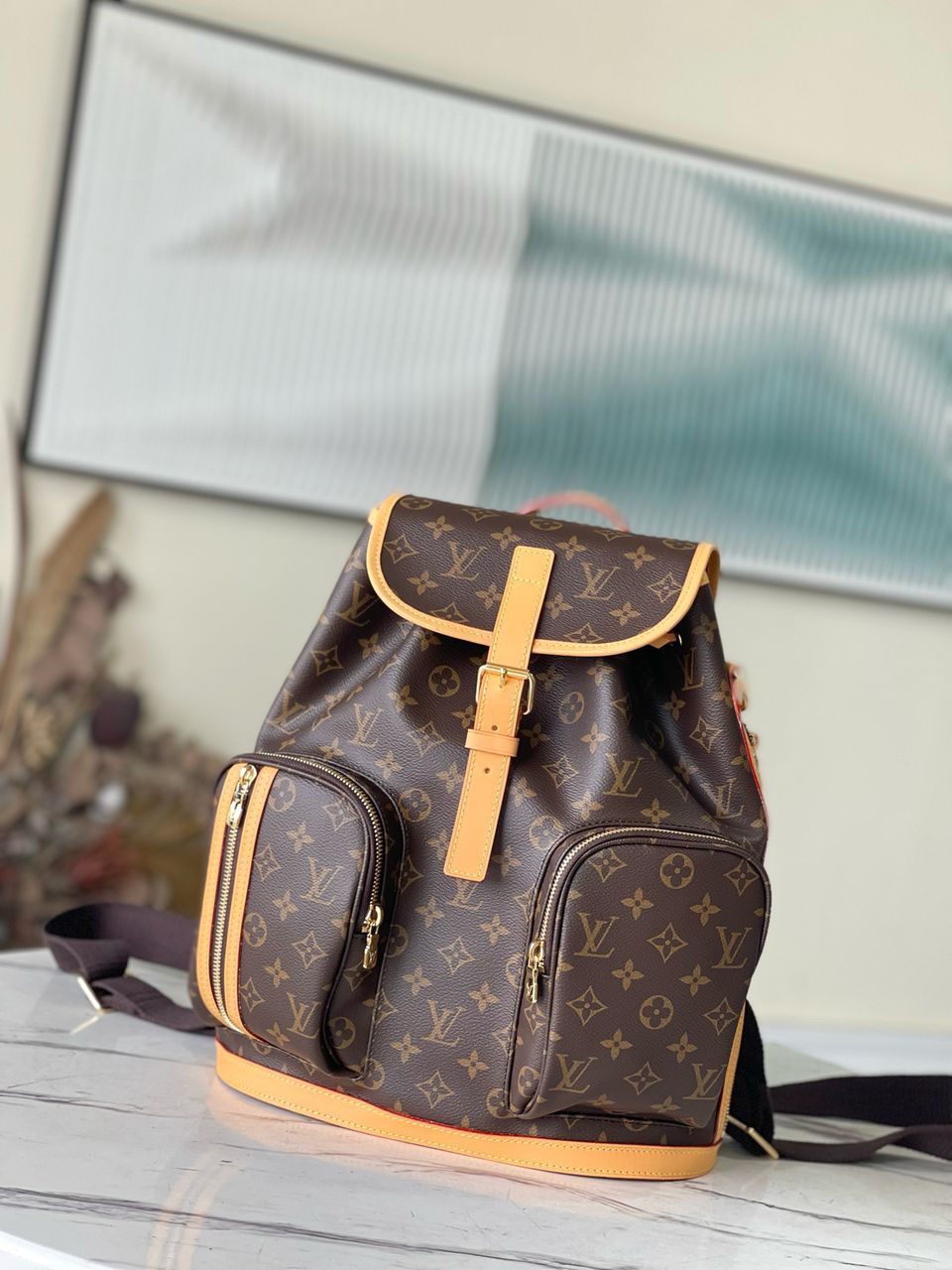 LOUIS VUITTON GM Backpack Monogram Leather Brown