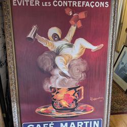 Cafe Martin Paris Art Deco Coffee Shop Framed Poster 37x56