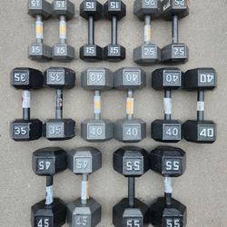 Iron Hex Dumbbells 15 - 55lbs