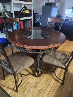 Five Piece Dining Room Set With Round Dining Room Table