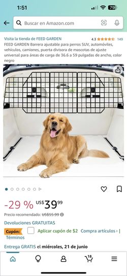 Barrera Ajustable Para Perros Para El Carro 