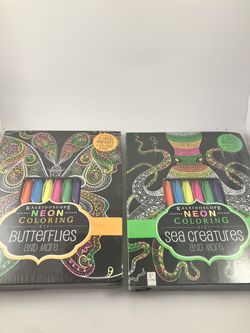 2 Hinkler Kaleidoscope Neon Coloring Kits - Sea Creatures & Butterflies! New, $15 OBO