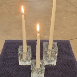 Glass Candelabra Candle Holders (Sets Of 3 Sizes)