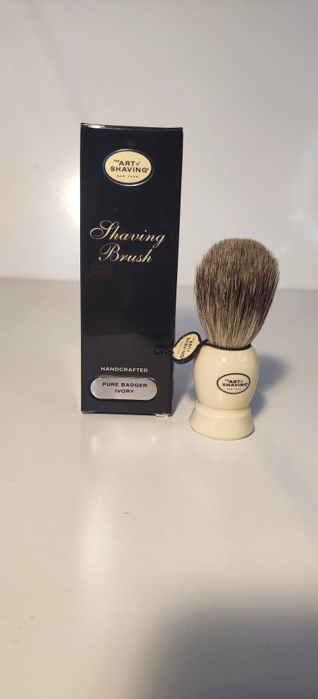 NEW The Art of Shaving pure badger shaving brush ivory color handle