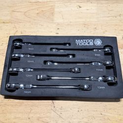 Matco 7 PIECE METRIC FLEX RATCHETING FLARENUT WRENCH SET 8MM - 14MM. SRRFM76TC
