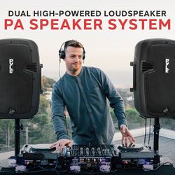 Bluetooth Compatible Dual PA Speakers - Pyle