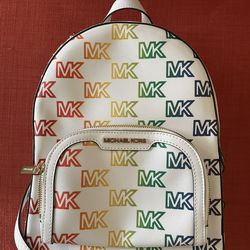 *NEW* Michael Kors Jaycee Medium Multicolor Signature Logo Zip Pocket Backpack