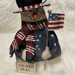 Vintage Tin Snowman Candle Holder 